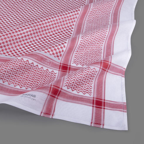 Shemagh Red/White 100% English Cotton - Mayfair Square