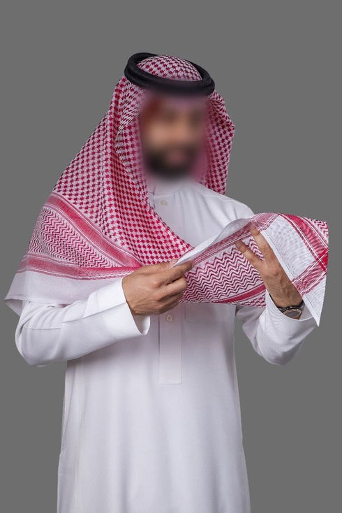 Shemagh Red/White 100% English Cotton - Mayfair Square